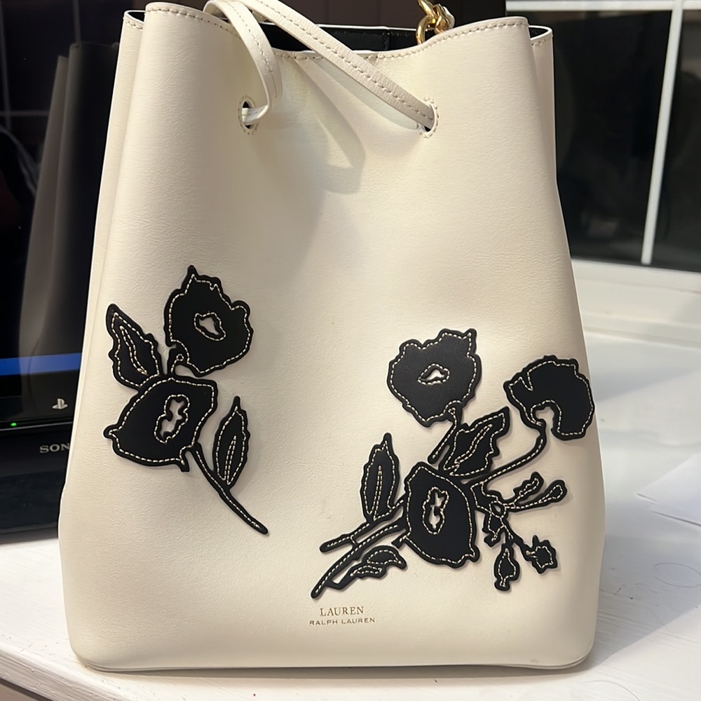 Lauren by Ralph Lauren Large Leather Drawstring Bag
